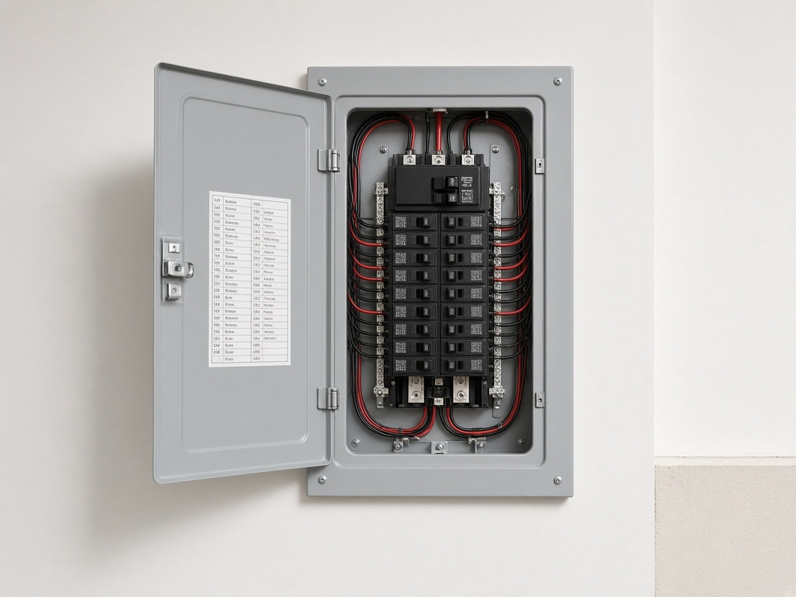 Open residential breaker panel after a panel upgrade